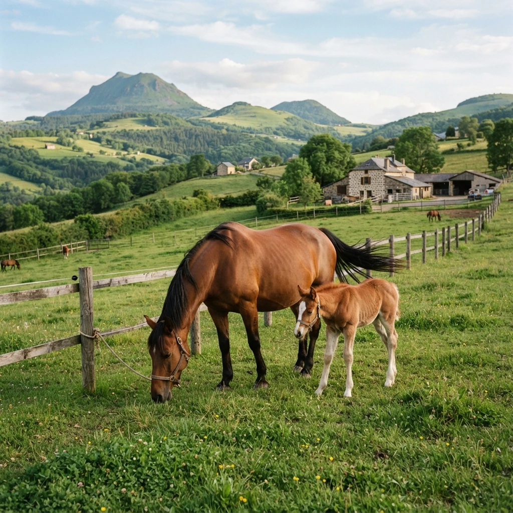 Élevage de chevaux au Écurie des Orgues, Usson