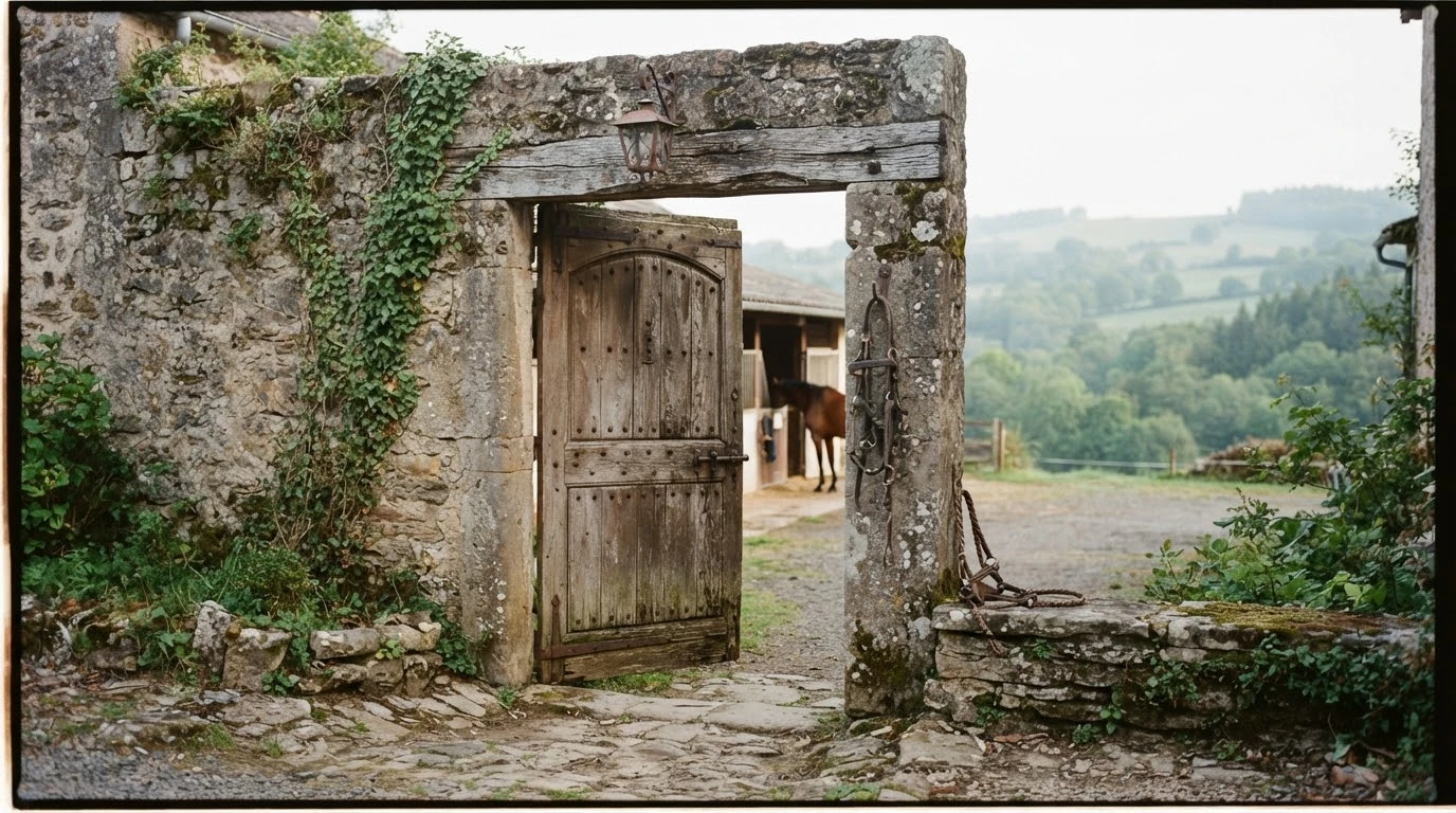 Entrée du Écurie des Orgues, centre équestre à Usson